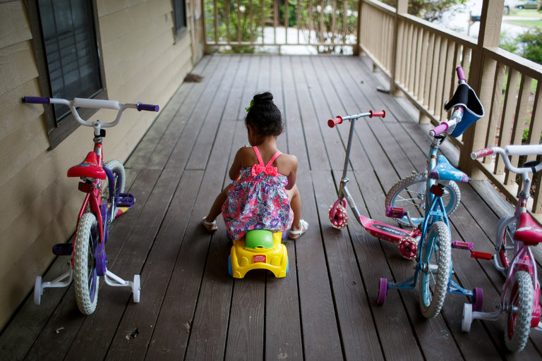 Zai Deshields, 4, at her home in Stone Mountain, Ga., this week. Last week she pulled a handgun out of a backpack at her grandmother’s home in Arlington, Tex., and shot her uncle in the leg. Credit: Melissa Golden for The New York Times